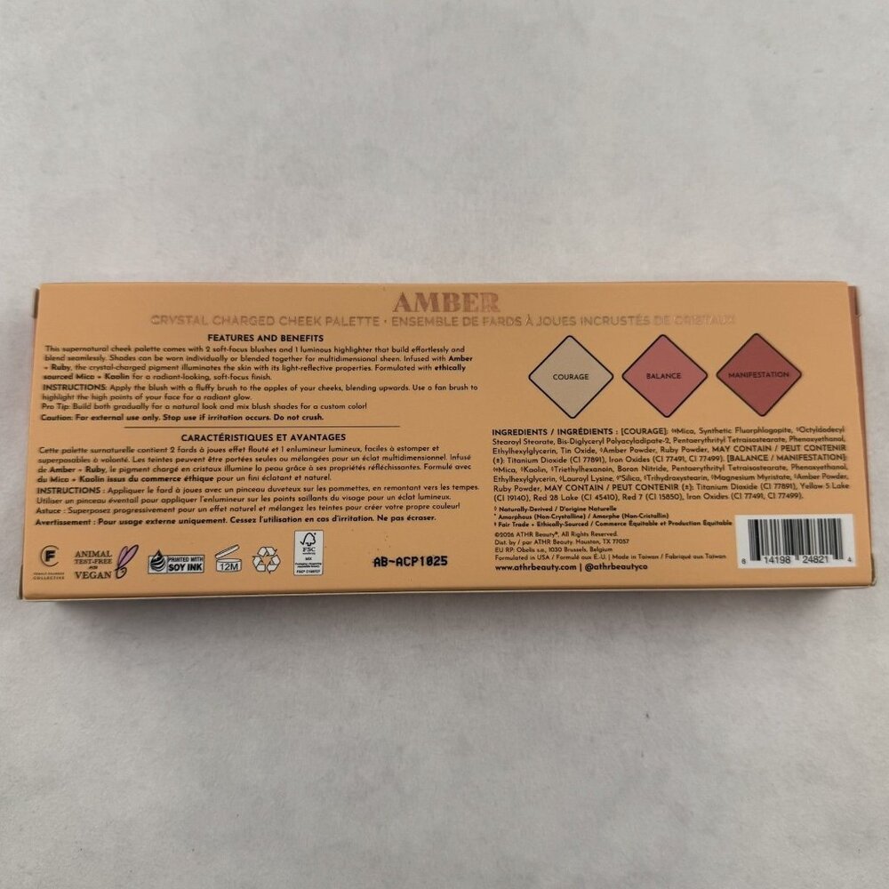 Athr Beauty Amber Crystal Charged Cheek Palette 3 Shades Blush Highlighter NEW - Picture 5 of 8